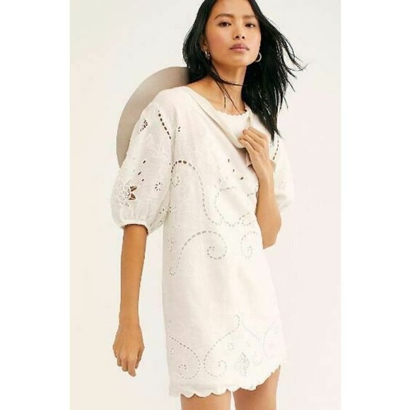 New Spell & The Gypsy Collective Lala Linen Shift Dress Womens Small White Tunic - Picture 1 of 12